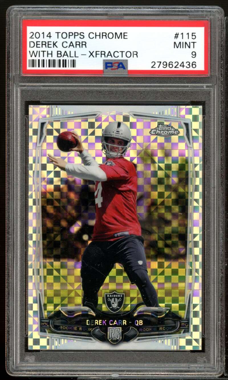 Derek Carr Rookie Card 2014 Topps Chrome Xfractor #115 PSA 9 Image 1