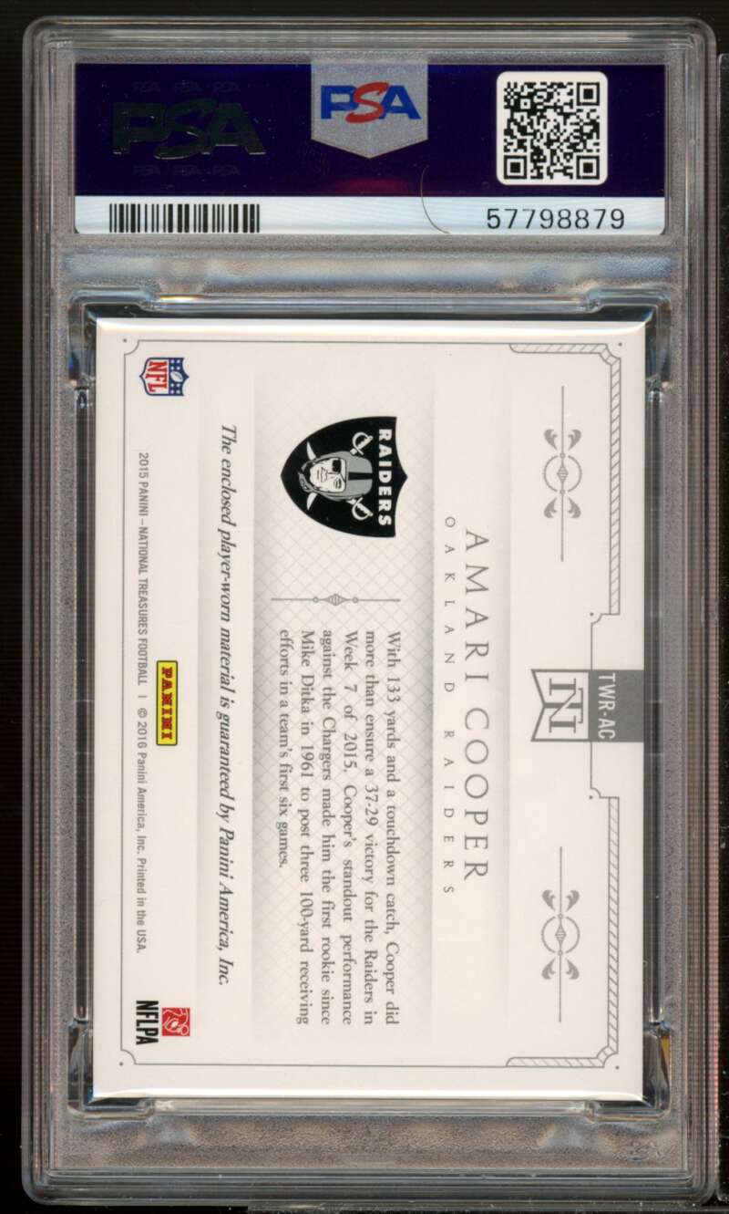 Amari Cooper Rookie 2015 Panini National Treasures Treasured Receivers #ac PSA 9 Image 2