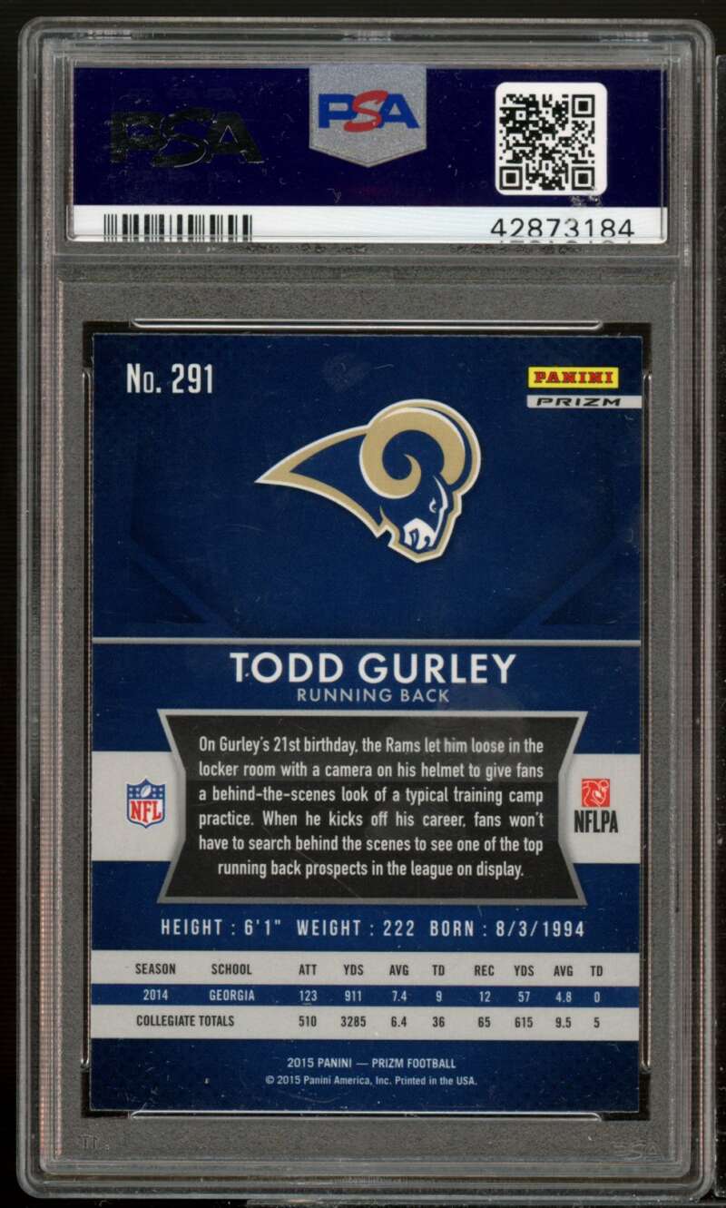 Todd Gurley Rookie Card 2015 Panini Prizm Prizm #291 PSA 9 Image 2