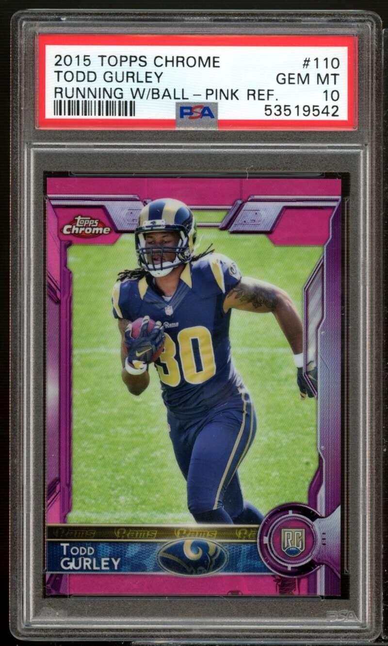 Todd Gurley Rookie Card 2015 Topps Chrome Pink Refractor #110 PSA 10 Image 1