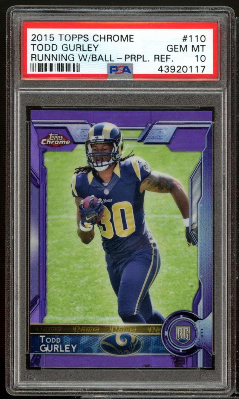 Todd Gurley Rookie Card 2015 Topps Chrome Purple Refractor #110 PSA 10 Image 1