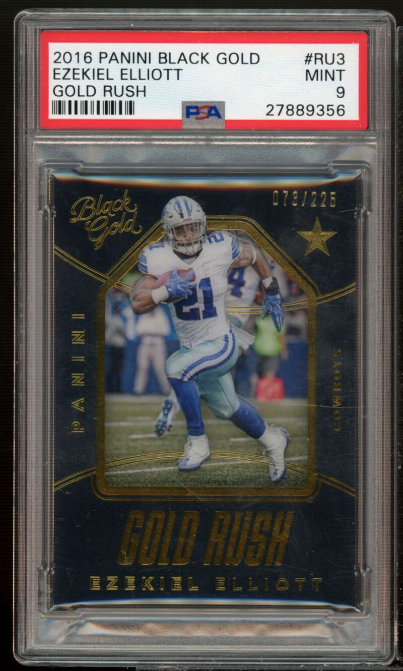 Ezekiel Elliott Rookie Card 2016 Panini Black Gold Gold Rush (pop 2) #ru3 PSA 9 Image 1