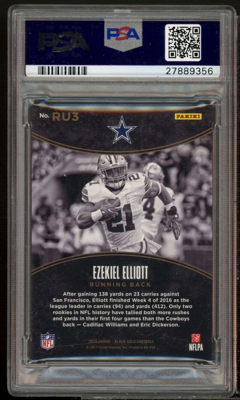 Ezekiel Elliott Rookie Card 2016 Panini Black Gold Gold Rush (pop 2) #ru3 PSA 9 Image 2