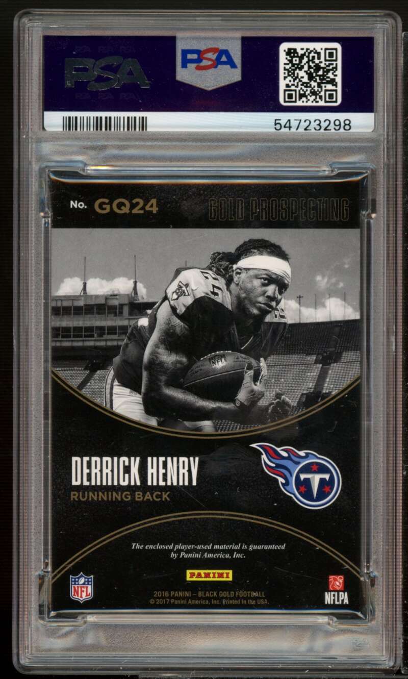 Derrick Henry Rookie Card 2016 Panini Black Gold Pros Quad Materials #gq24 PSA 8 Image 2