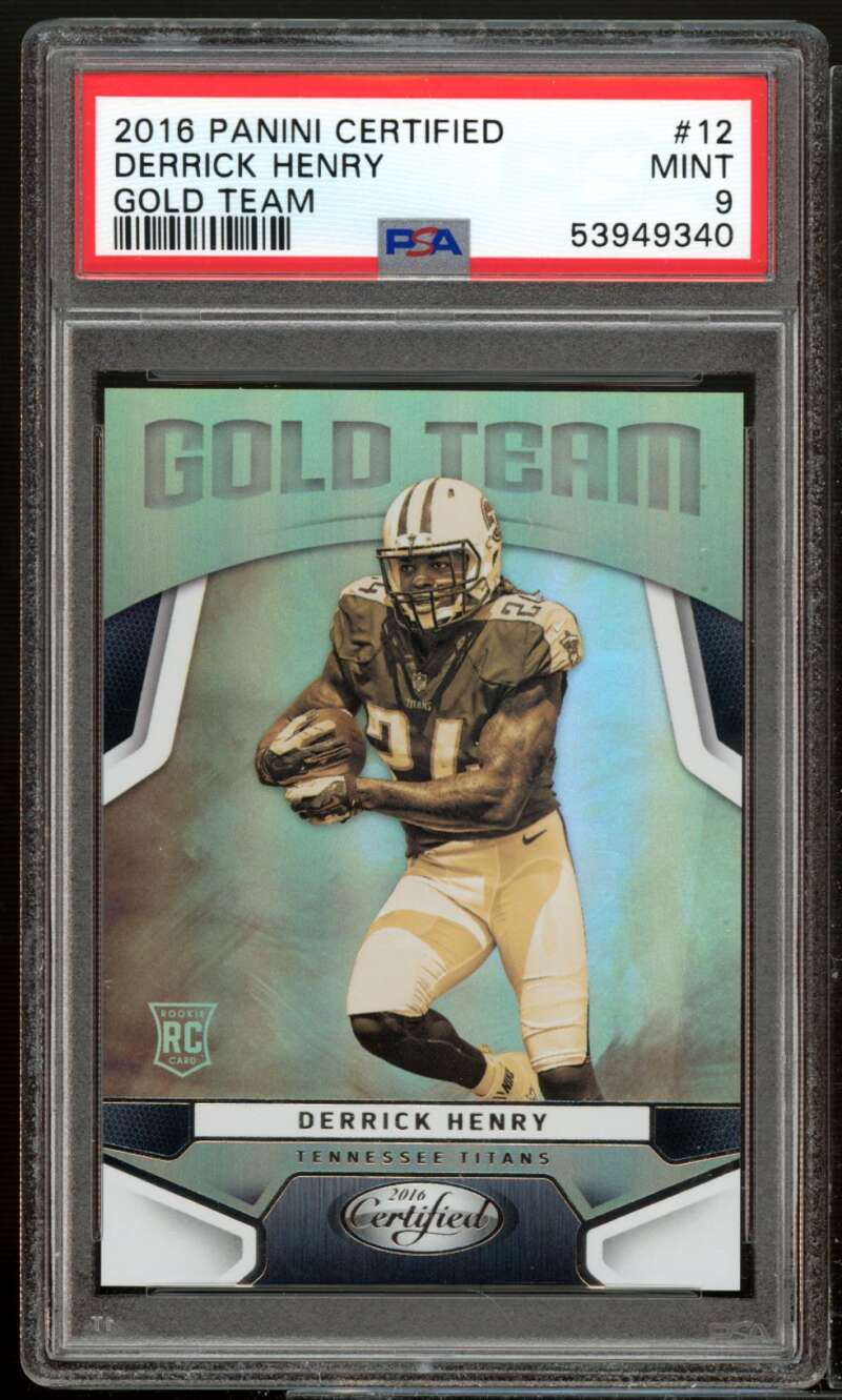 Derrick Henry Rookie Card 2016 Panini Certified Gold Team #12 PSA 9 Image 1