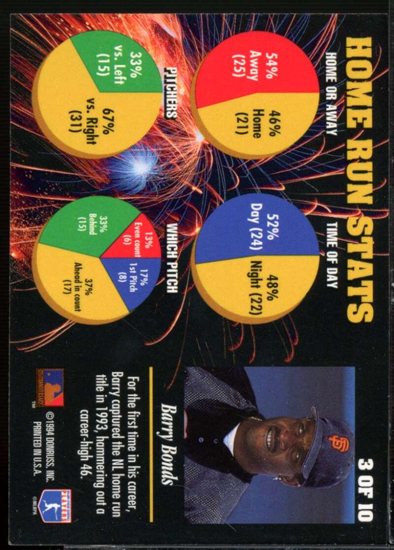 Barry Bonds Card 1994 Leaf Power Brokers #3  Image 2