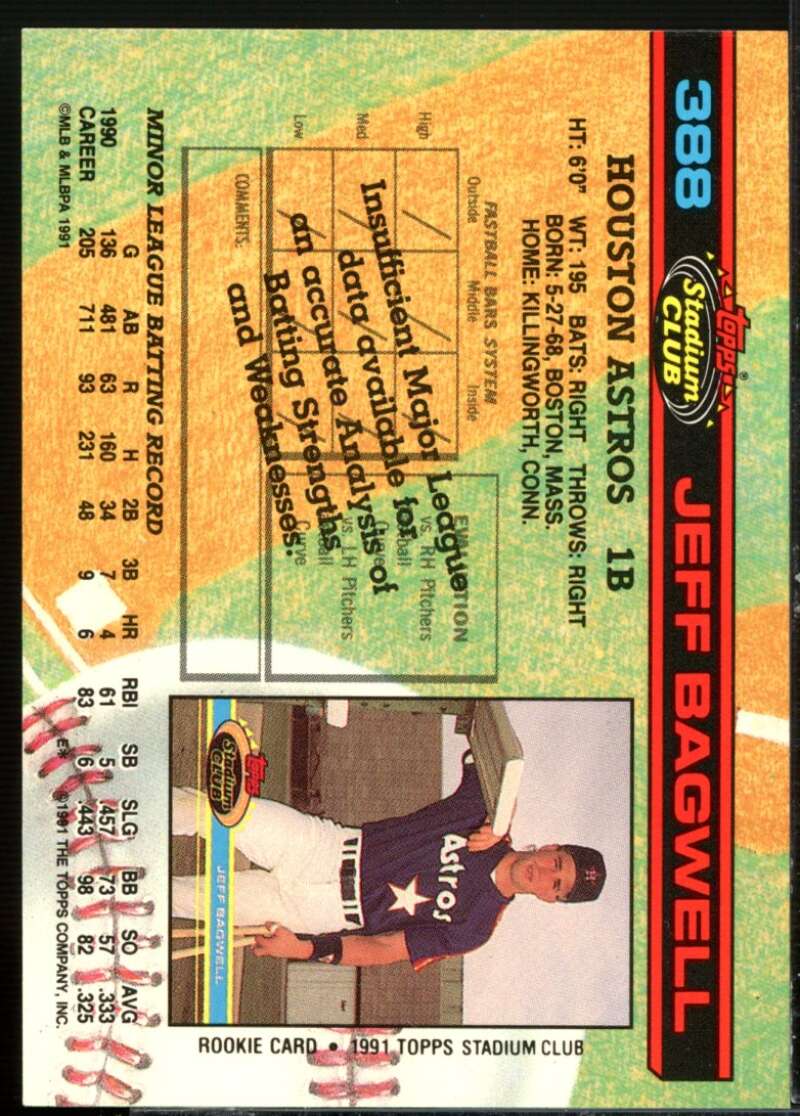 Jeff Bagwell Rookie Card 1991 Stadium Club #388  Image 2