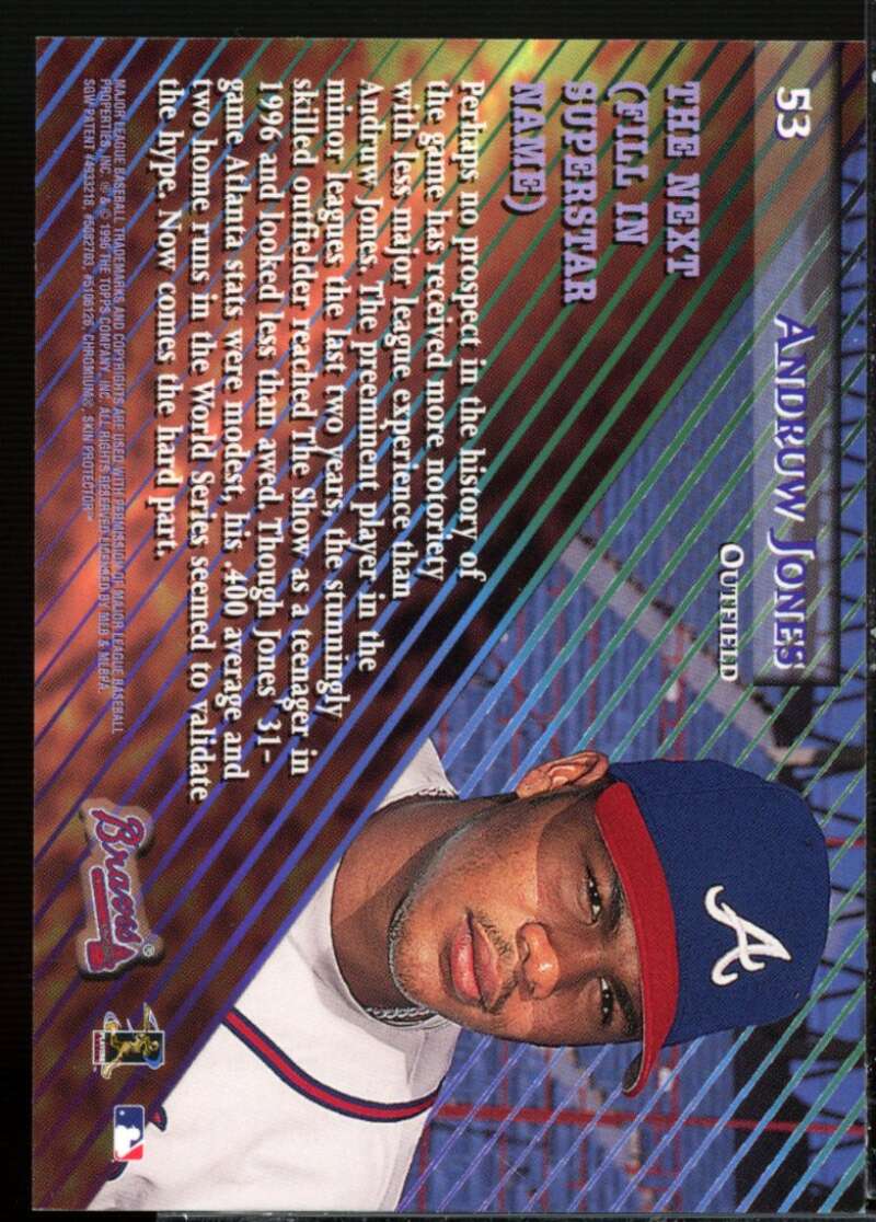 Andruw Jones Card 1996-97 Topps Members Only 55 #53  Image 2