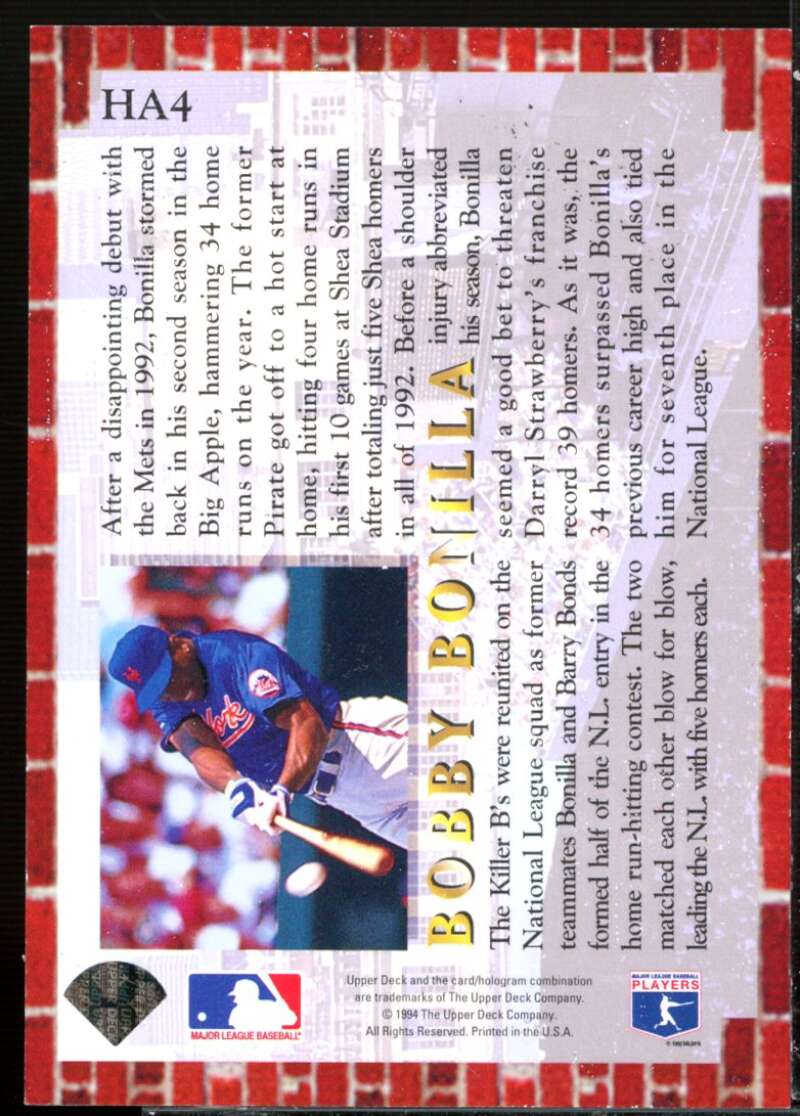 Bobby Bonilla Card 1994 Collector's Choice Home Run All-Stars #HA4  Image 2
