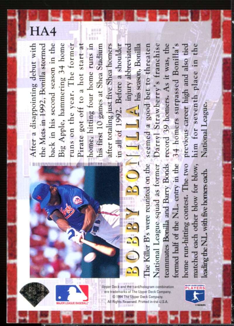 Bobby Bonilla Card 1994 Collector's Choice Home Run All-Stars #HA4  Image 2