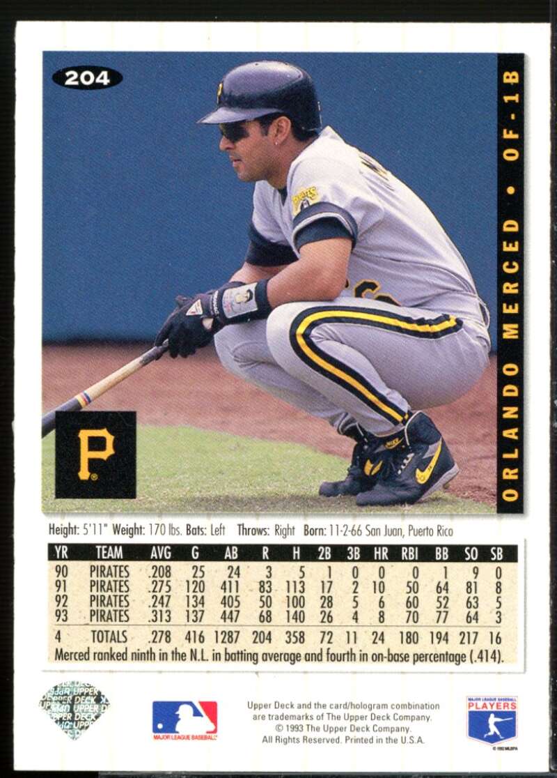 Orlando Merced Card 1994 Collector's Choice Gold Signature #204  Image 2