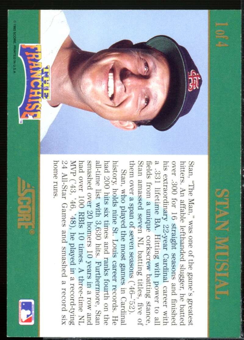 Stan Musial Card 1992 Score Franchise #1  Image 2