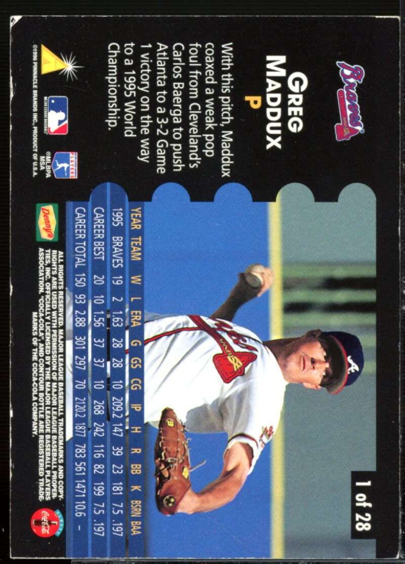 Greg Maddux Card 1996 Denny's Holograms #1  Image 2