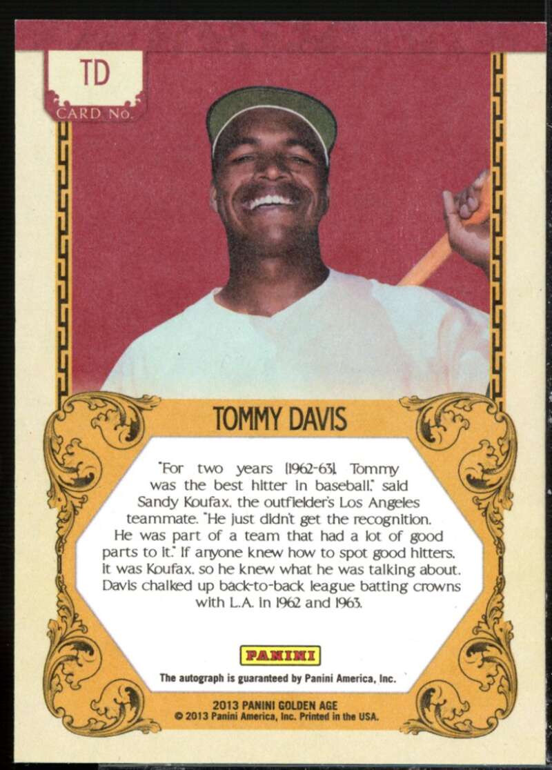 Tommy Davis Card 2013 Panini Golden Age Historic Signatures #TD  Image 2