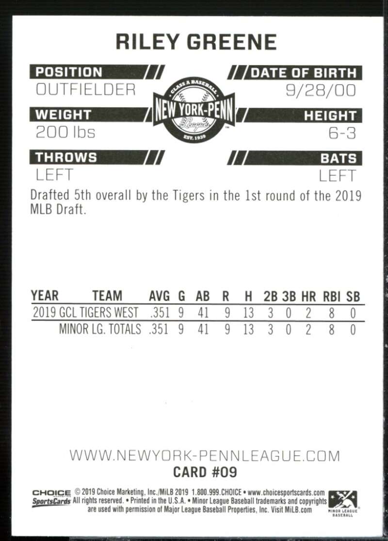 Riley Greene Rookie Card 2019 Connecticut Tigers Choice #1  Image 2