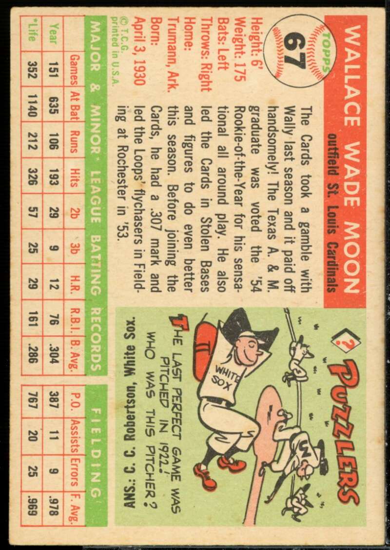 Wally Moon Card 1955 Topps #67  Image 2