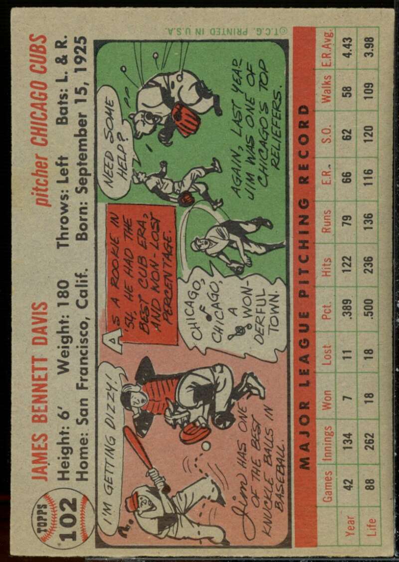 Jim Davis Card 1956 Topps #102  Image 2