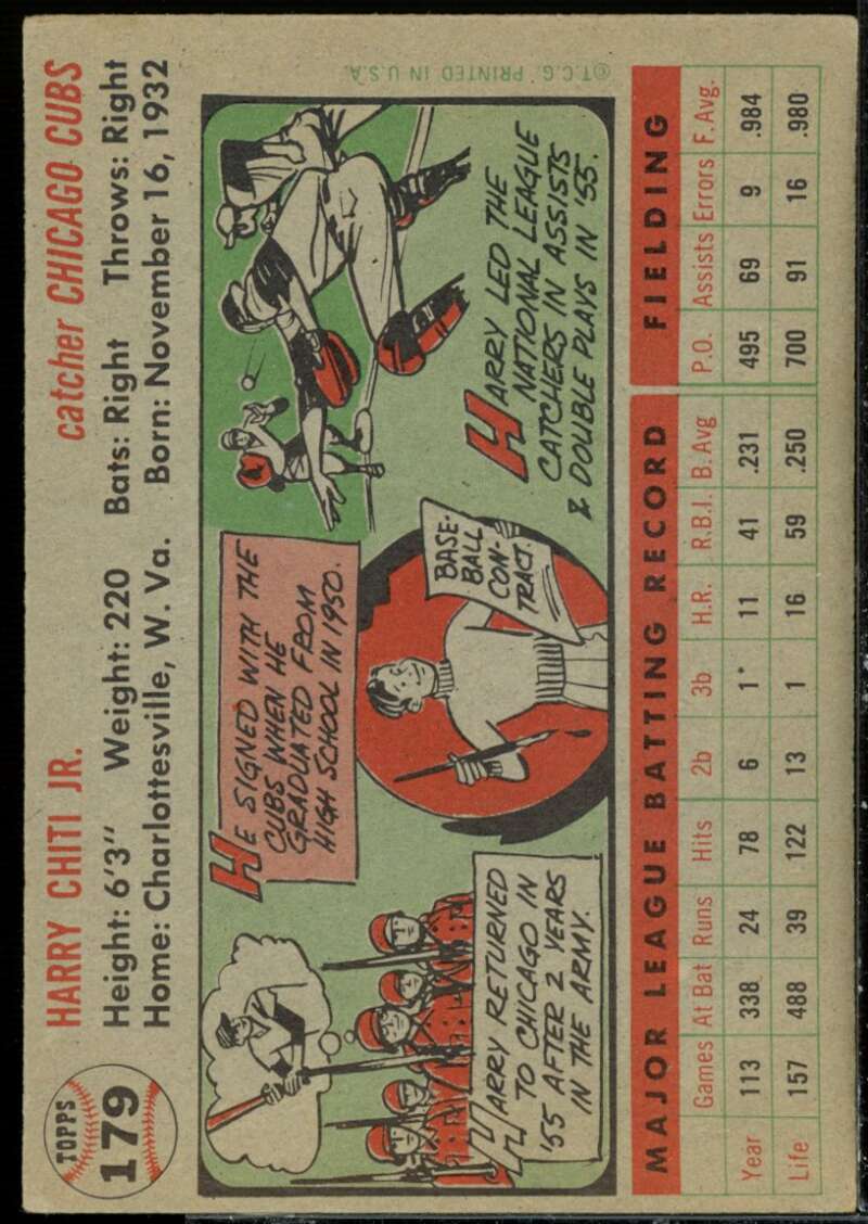 Harry Chiti Card 1956 Topps #179  Image 2