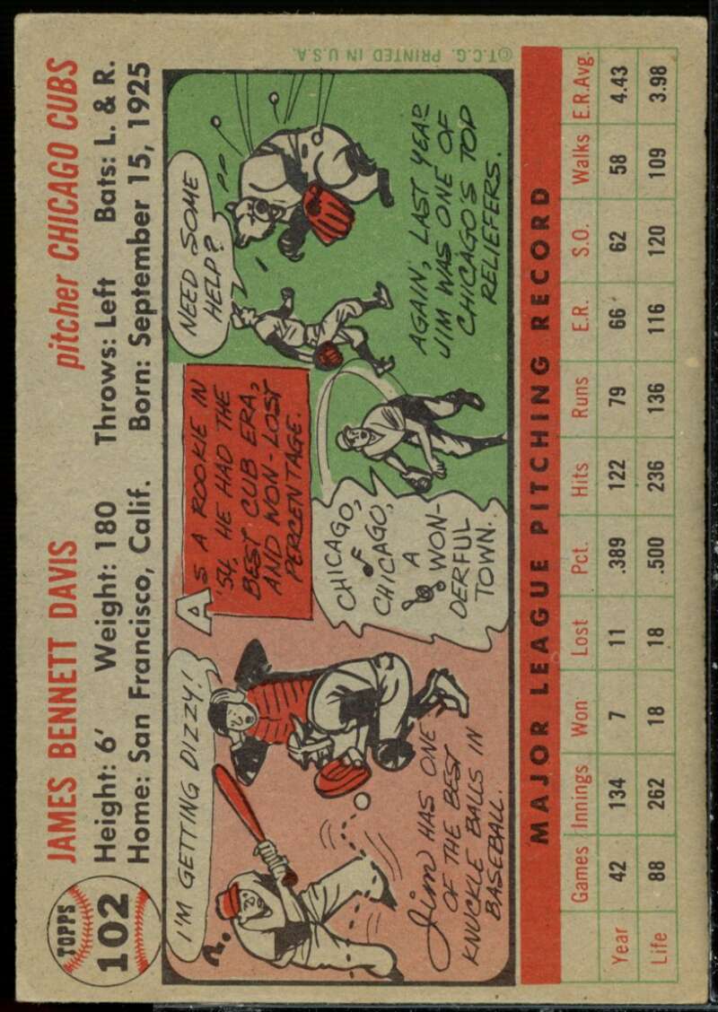 Jim Davis Card 1956 Topps #102  Image 2