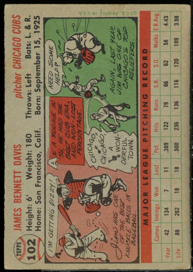 Jim Davis Card 1956 Topps #102  Image 2