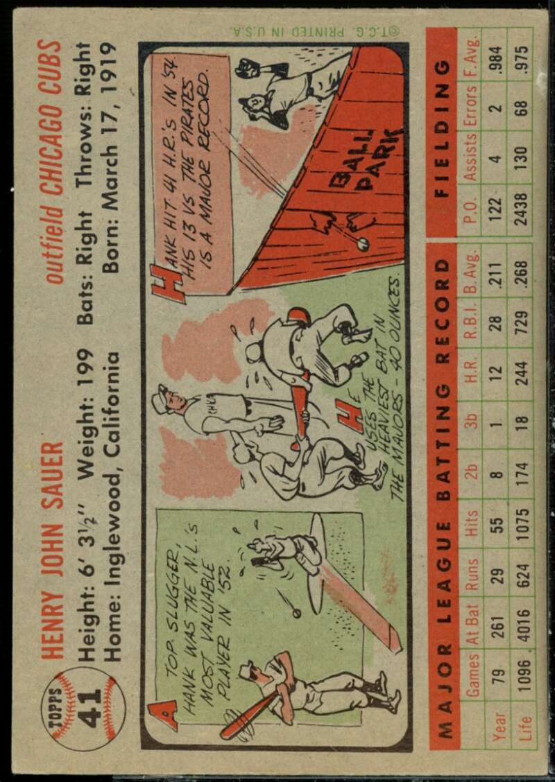 Hank Sauer Card 1956 Topps #41  Image 2