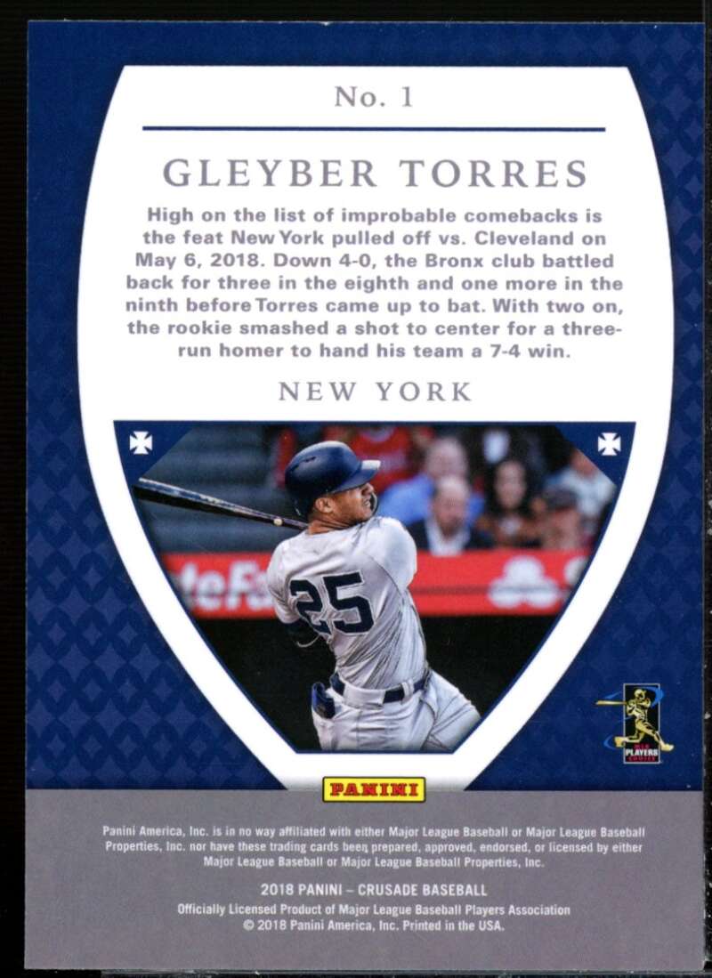 Gleyber Torres Rookie Card 2018 Panini Crusade #1  Image 2