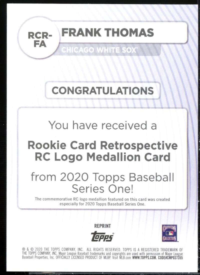 Frank Thomas 2020 Topps Rookie Retrospective RC Logo Medallions #RCRFA  Image 2