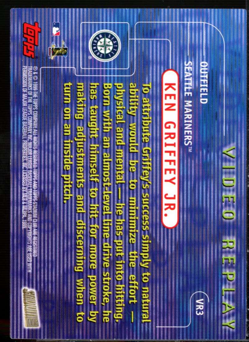 Ken Griffey Jr. Card 1999 Stadium Club Video Replay #VR3  Image 2