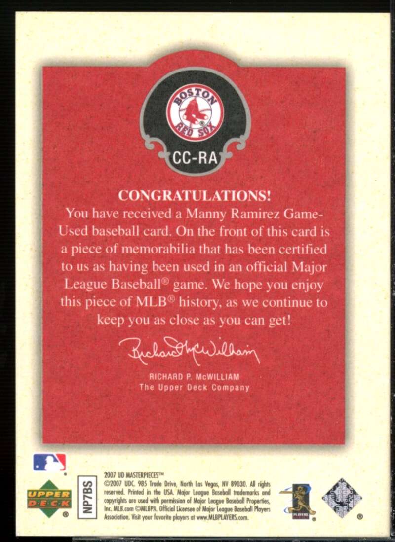 Manny Ramirez Card 2007 UD Masterpieces Captured on Canvas #RA  Image 2