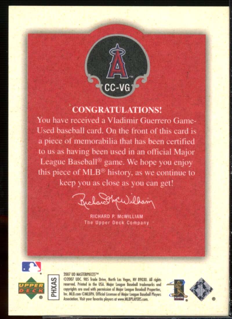Vladimir Guerrero Card 2007 UD Masterpieces Captured on Canvas #VG  Image 2