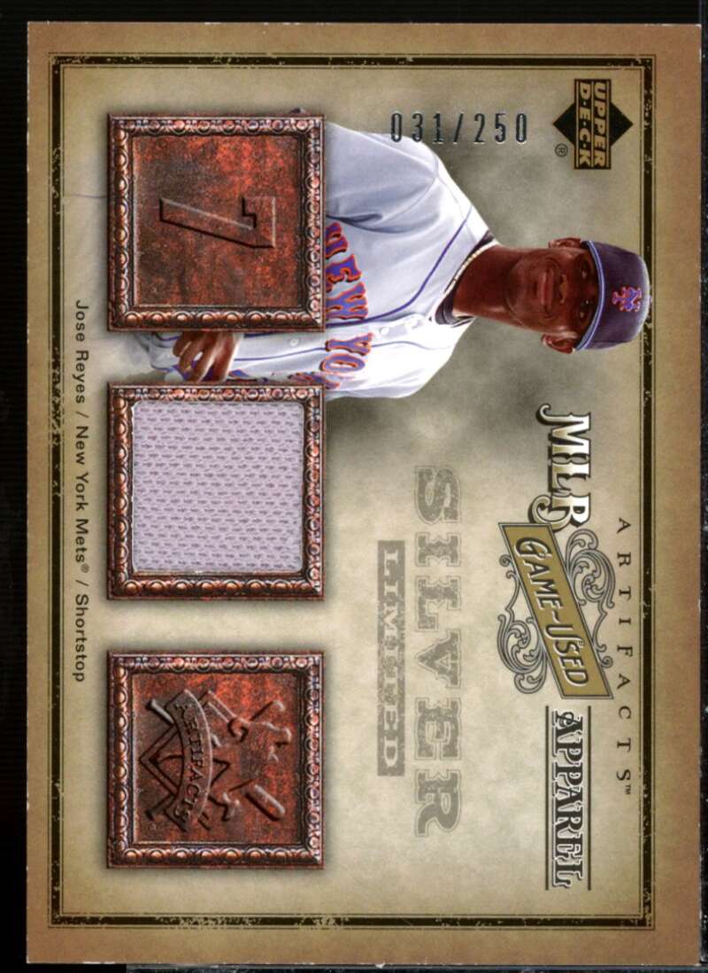 Jose Reyes Jsy Card 2006 Artifacts MLB Game-Used Apparel Silver Limited #JR  Image 1