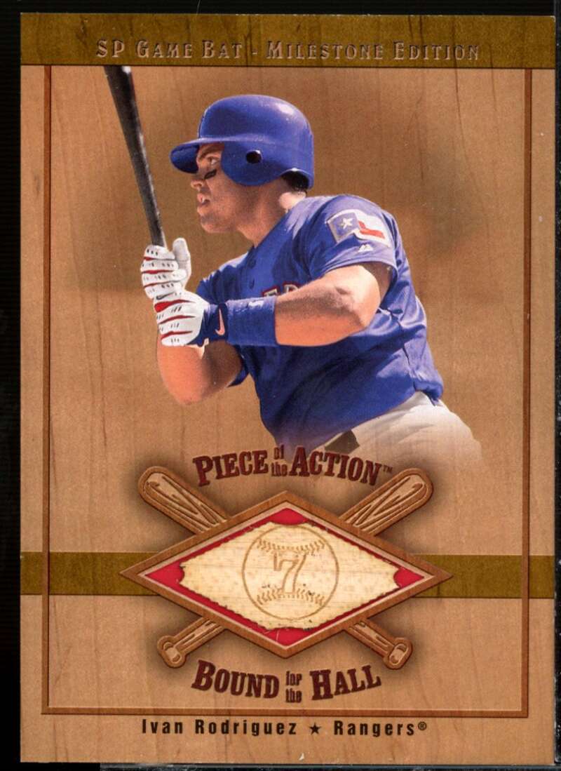 Ivan Rodriguez 2001 SP Game Bat Milestone Piece of Action Bound for Hall #BIR  Image 1