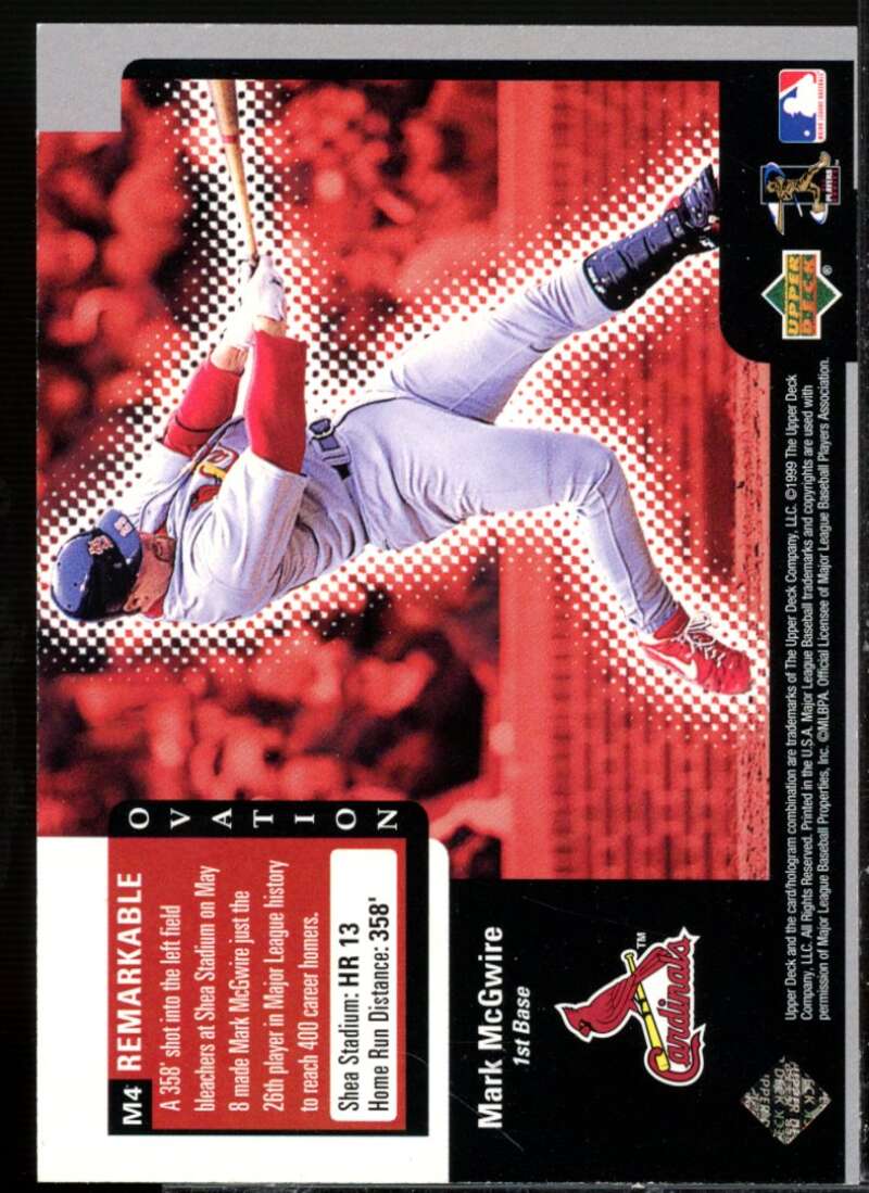 Mark McGwire/HR 13 Card 1999 Upper Deck Ovation ReMarkable Moments #M4  Image 2