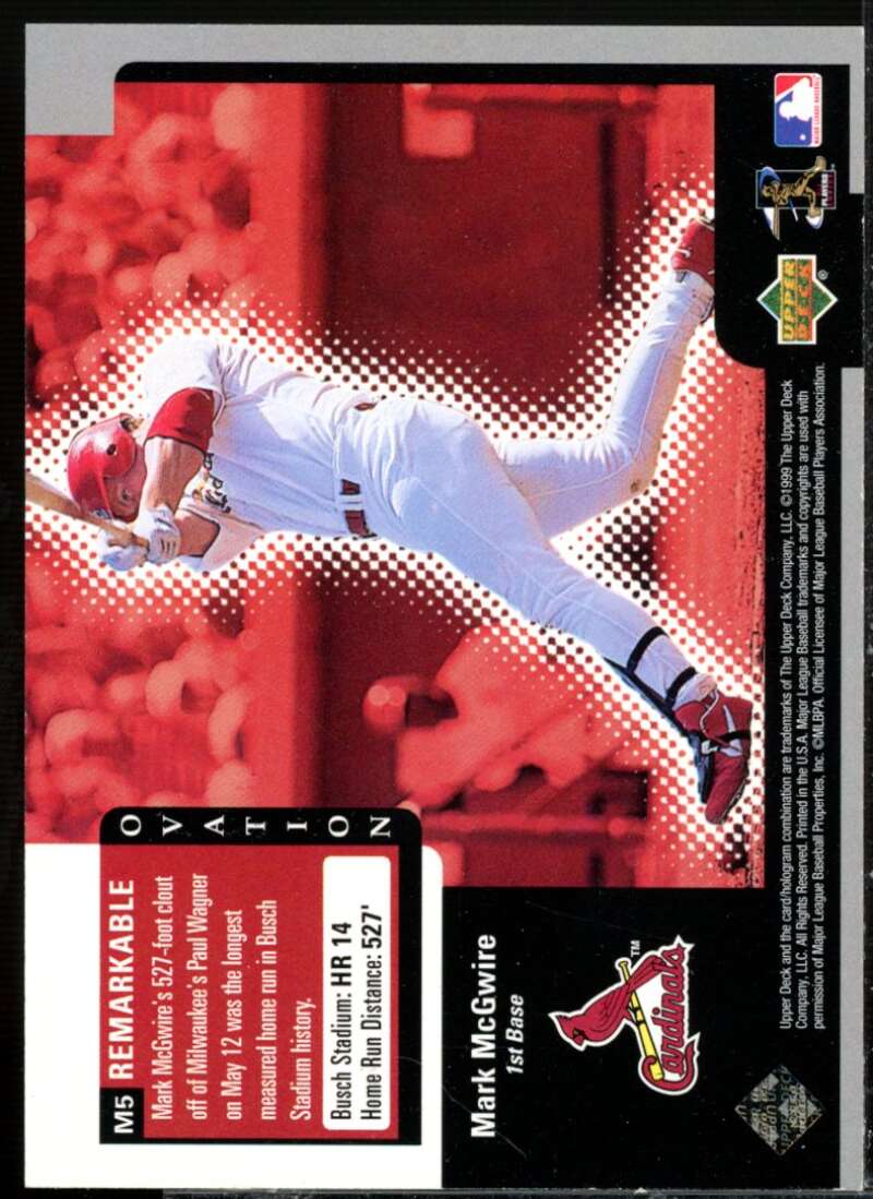 mark mcgwire holographic card Mark McGwire/HR 14 Card 1999 Upper Deck Ovation ReMarkable Moments #M5 – SUPERIORSPORTSINVESTMENTS.COM