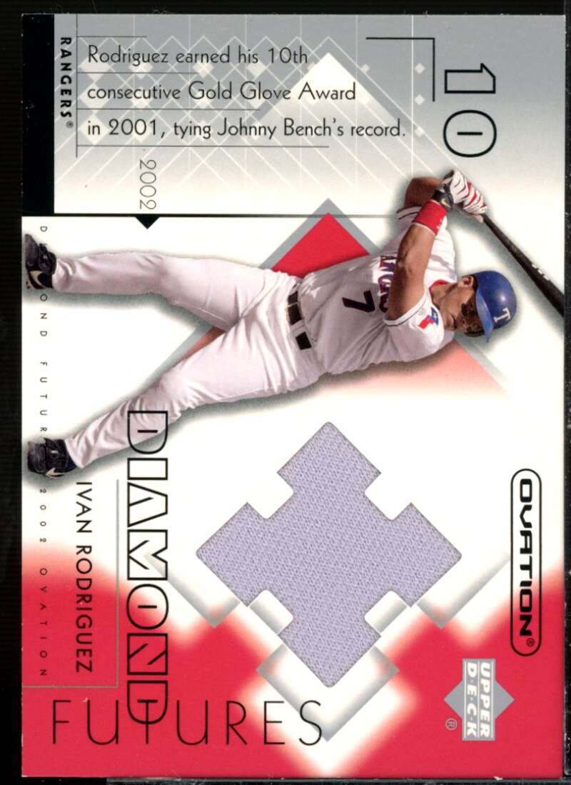 Ivan Rodriguez Card 2002 Upper Deck Ovation Diamond Futures Jerseys #DFIR  Image 1