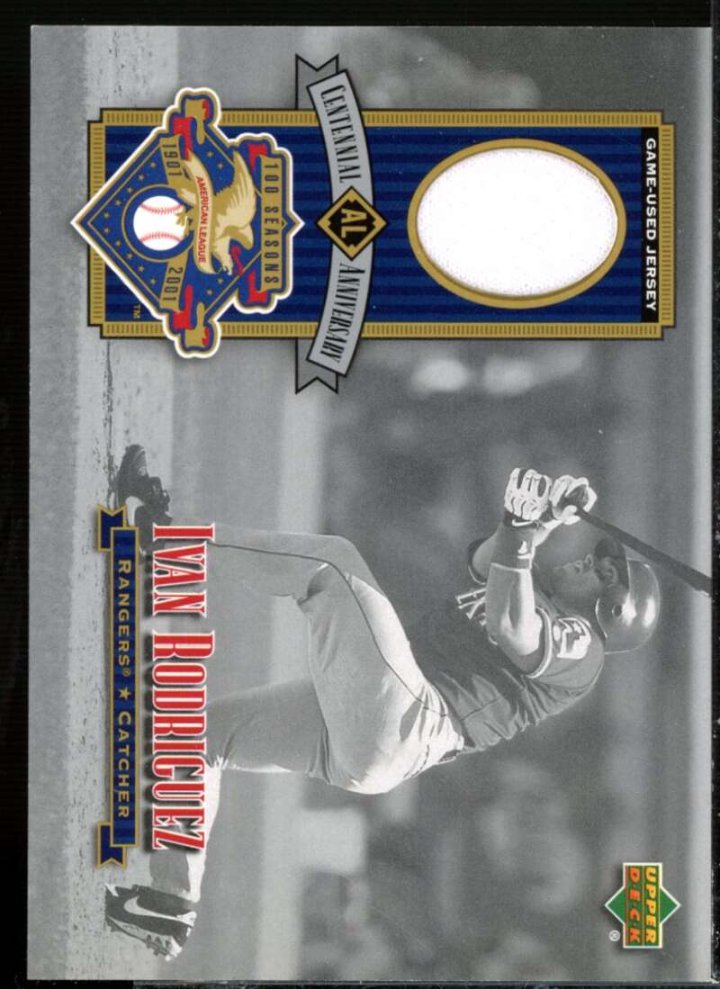 Ivan Rodriguez Jsy Card 2002 Upper Deck AL Centennial Memorabilia #ALJIR  Image 1