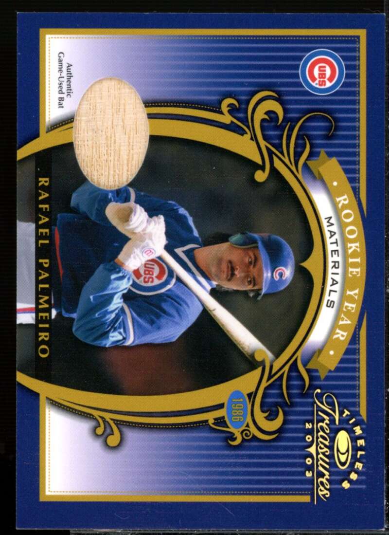 Rafael Palmeiro Bat Card 2003 Timeless Treasures Rookie Year Parallel #3  Image 1