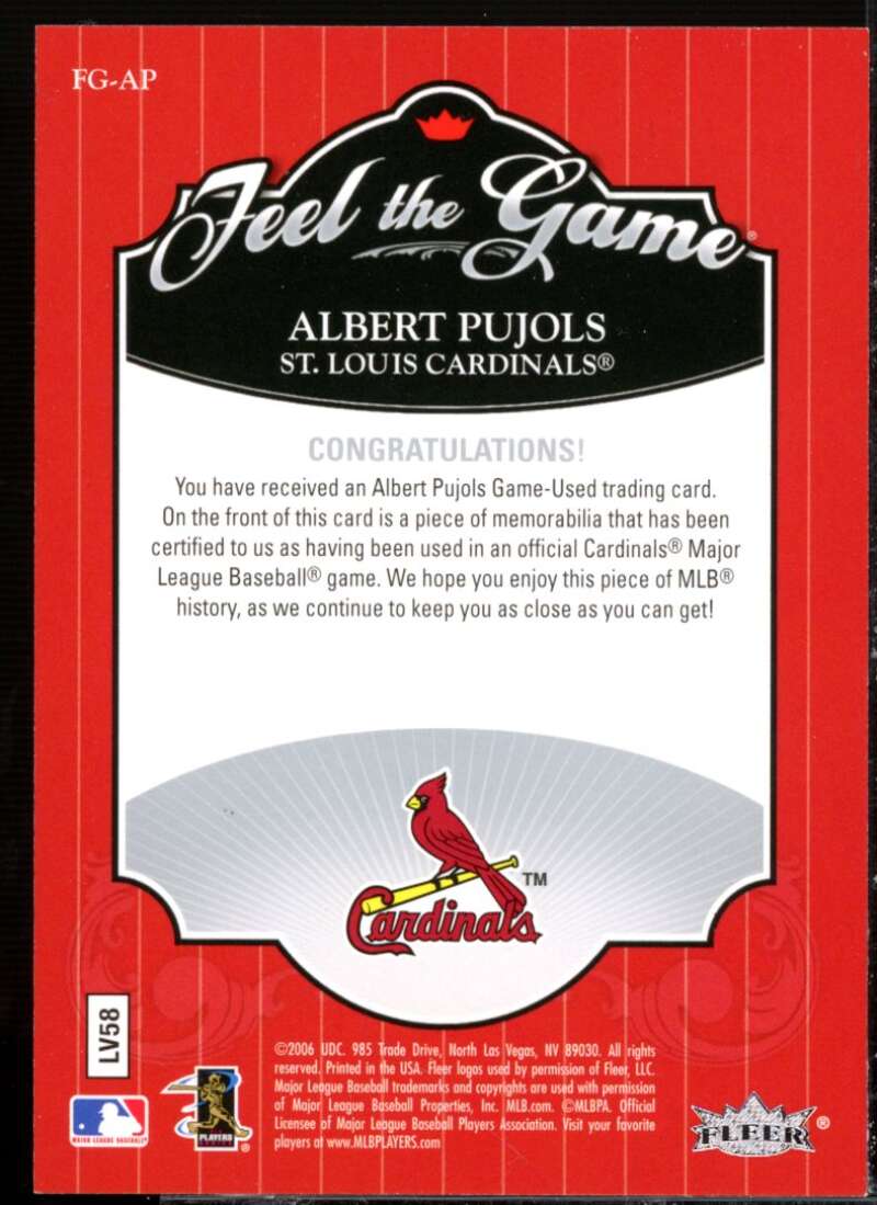 Albert Pujols Jsy Card 2006 Ultra Feel the Game #AP  Image 2
