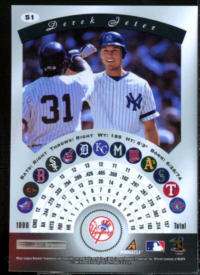 Derek Jeter Card 1997 Pinnacle Certified #51  Image 2