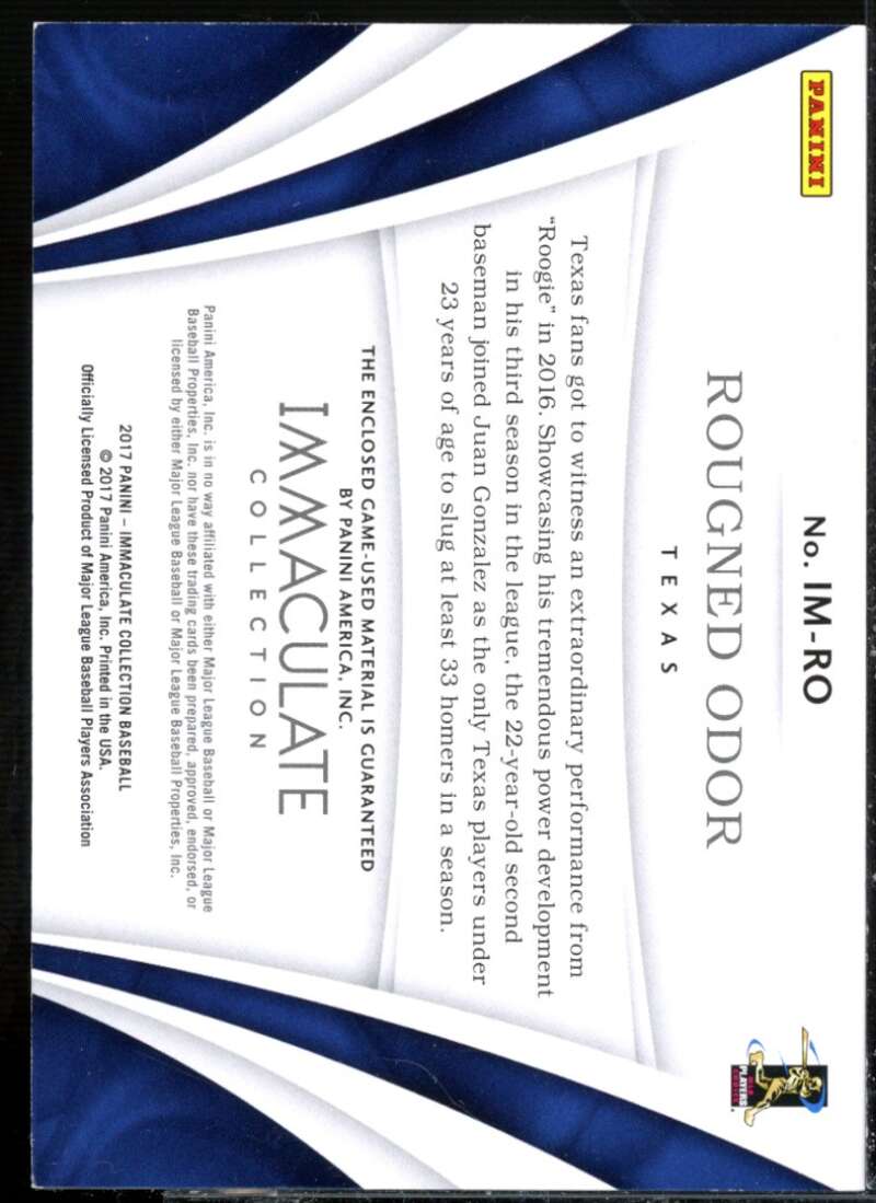 Rougned Odor Card 2017 Immaculate Collection Immaculate Material Gold #67  Image 2