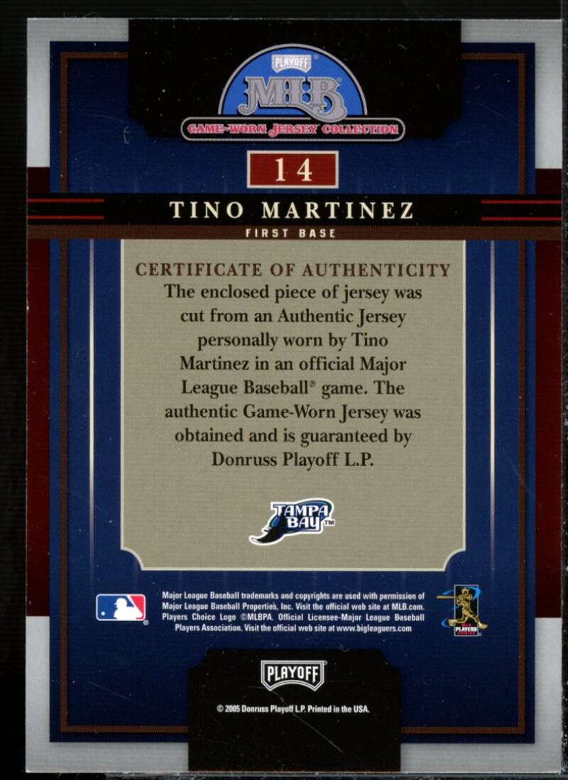 Tino Martinez 2005 Playoff Prestige Playoff MLB Game-Worn Jersey Colle –