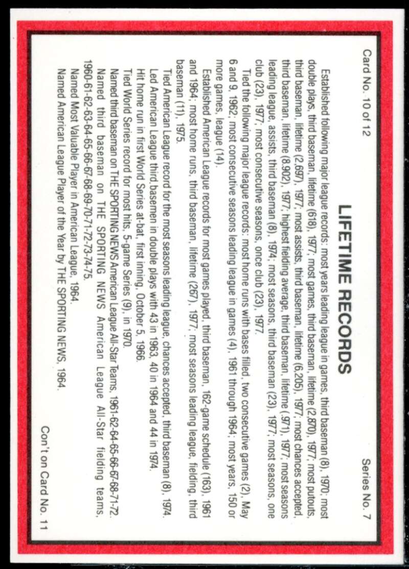 Brooks Robinson/Spring Training/Facing Camera Card 1983 ASA Brooks Robinson #10  Image 2