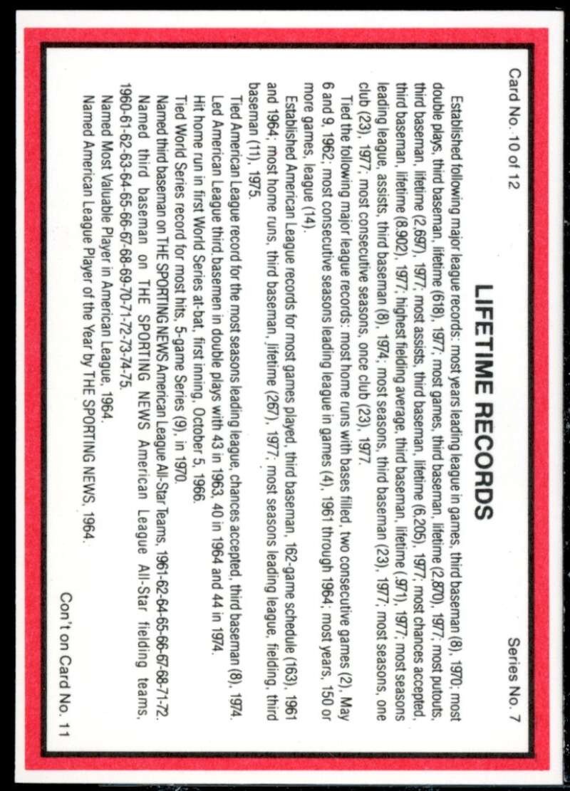 Brooks Robinson/Spring Training/Facing Camera Card 1983 ASA Brooks Robinson #10  Image 2