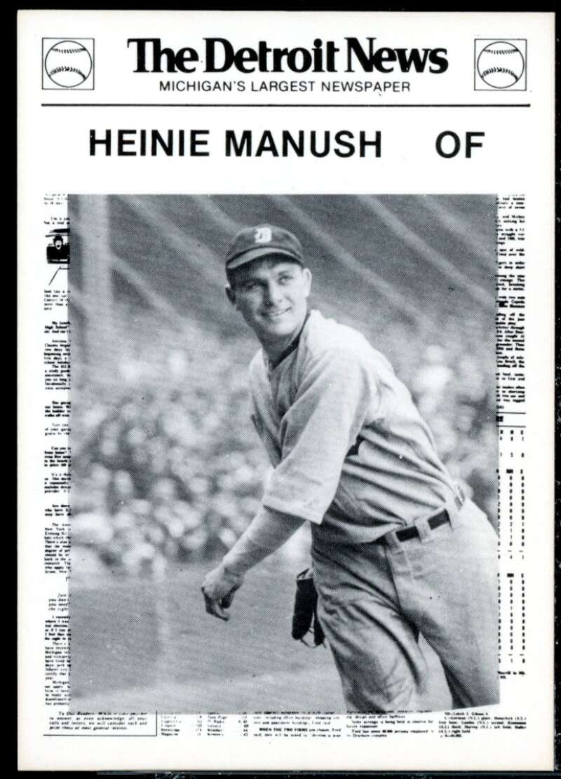 Heinie Manush  Card 1981 Tigers Detroit News #82B  Image 1
