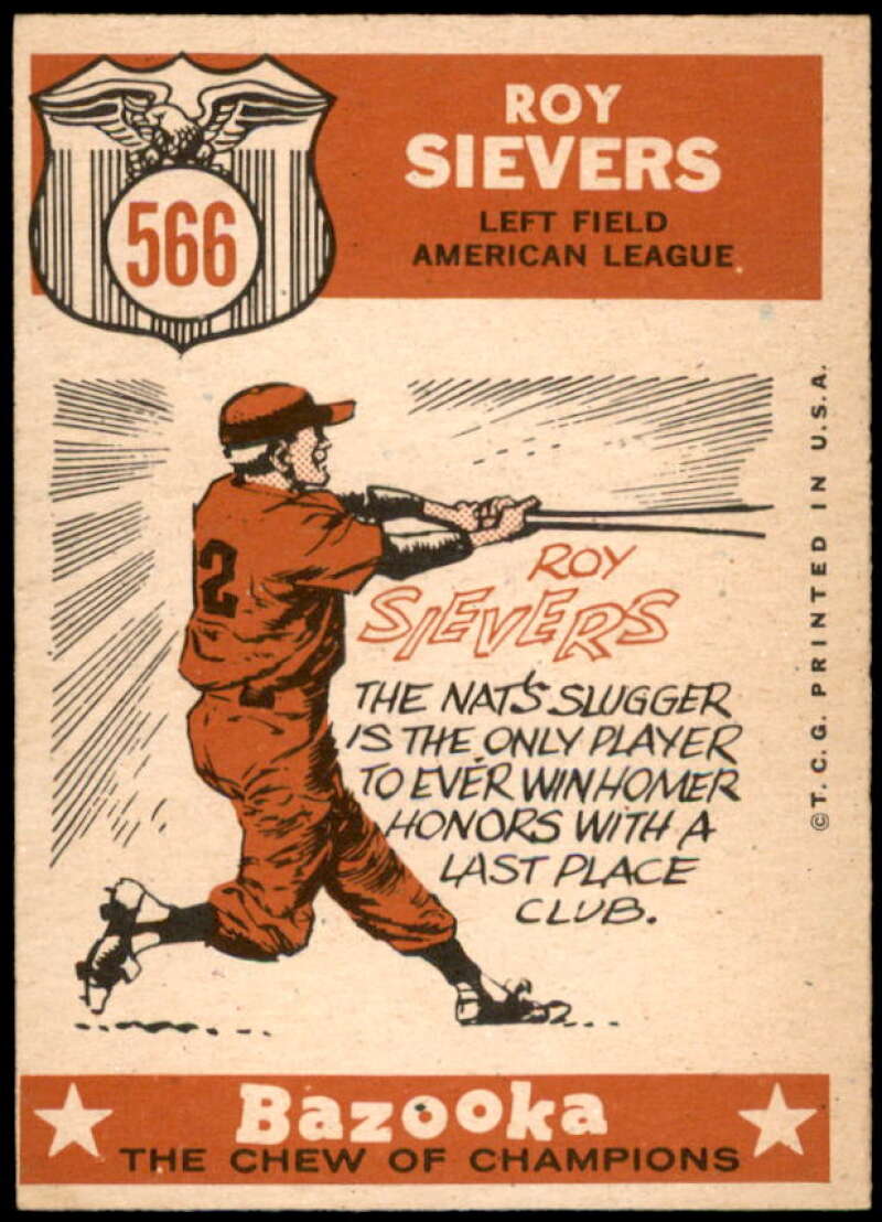 Roy Sievers AS Card 1959 Topps #566  Image 2