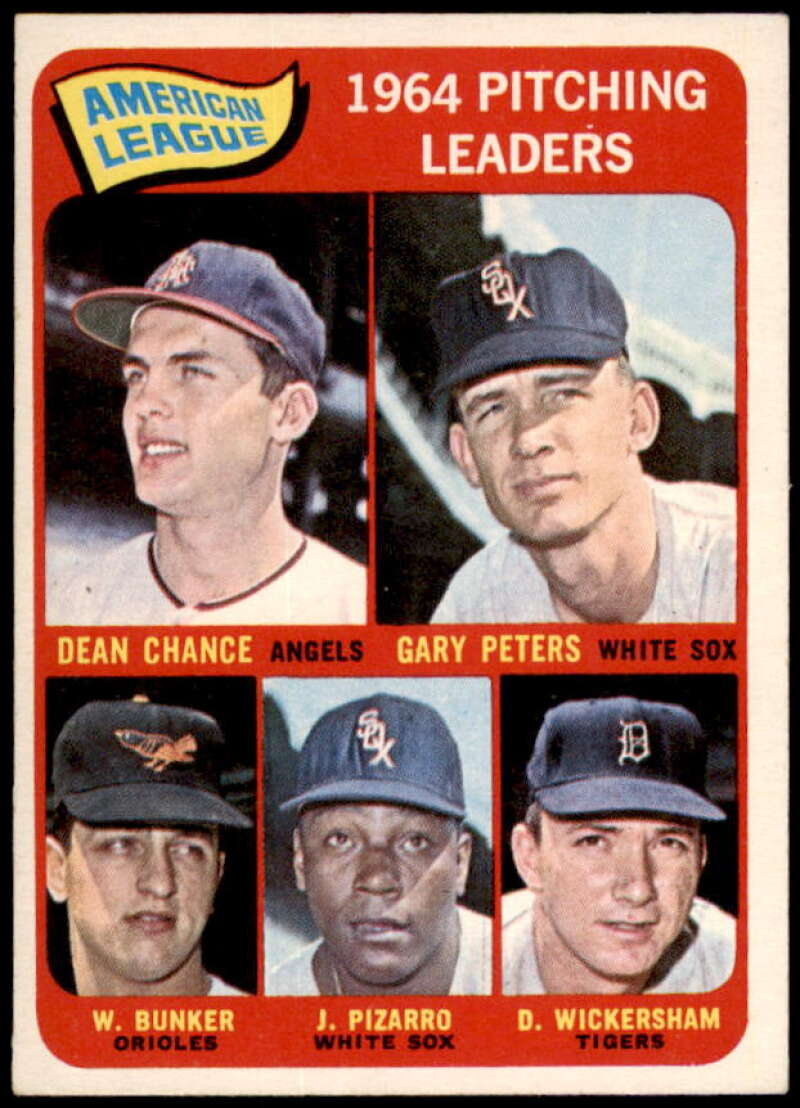 AL Pitching Leaders/Chance/Peters/Wickersham/Pizarro/Bunker Card 1965 Topps #9  Image 1