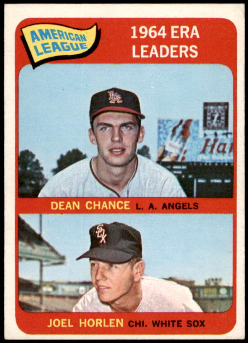 AL ERA Leaders/Dean Chance/Joel Horlen Card 1965 Topps #7  Image 1