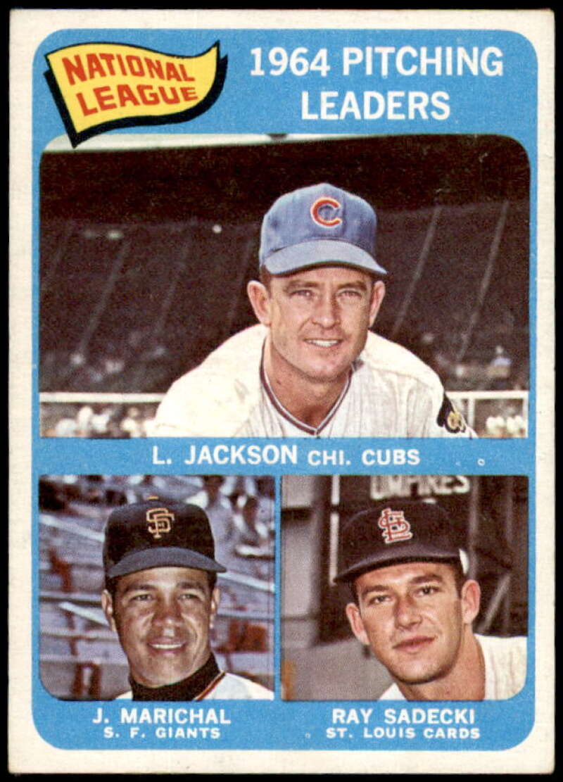 NL Pitching Leaders/Larry Jackson/Ray Sadecki/Juan Marichal Card 1965 Topps #10  Image 1