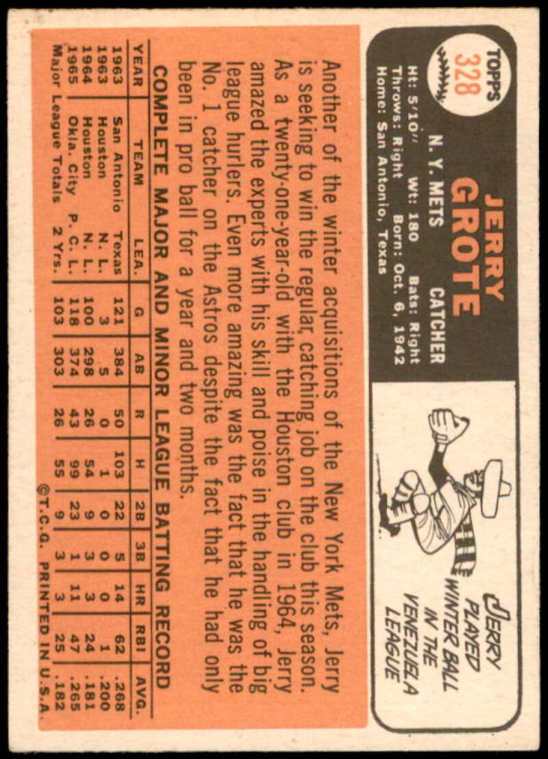 Jerry Grote Card 1966 Topps #328  Image 2