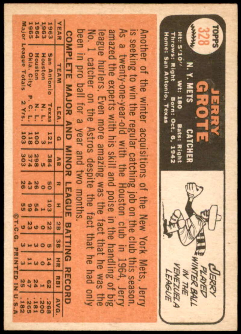 Jerry Grote Card 1966 Topps #328  Image 2
